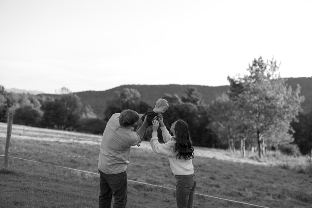 Stowe, Vermont photoshoot amongst the fall foliage in black and white.