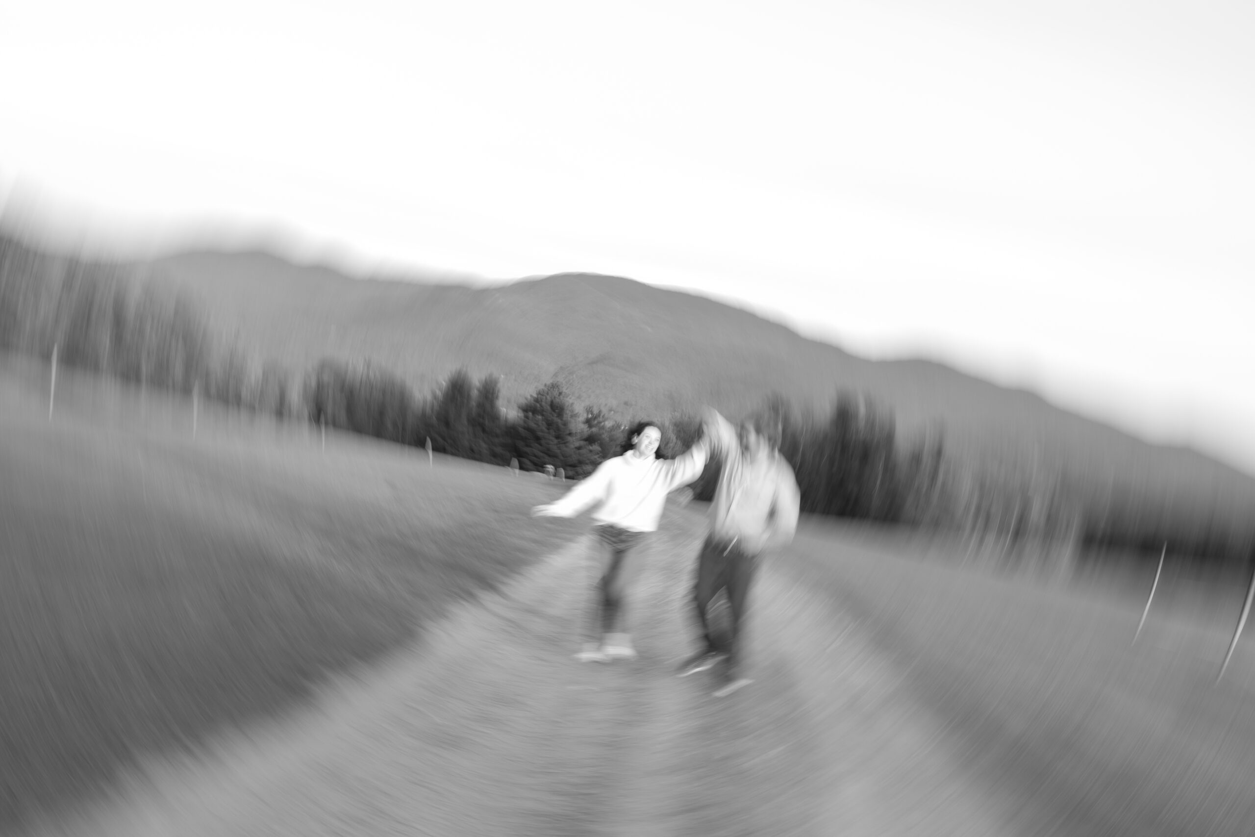 Artistic photo with mountains in the background.