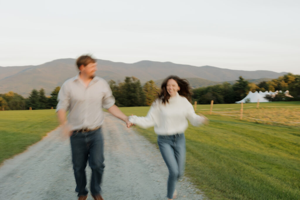 Stowe, Vermont photoshoot with mountains in the background.