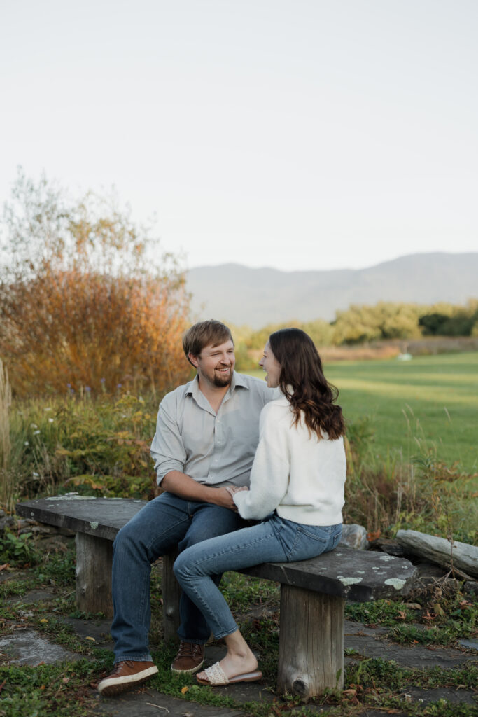 Stowe, Vermont photoshoot with mountains in the background.