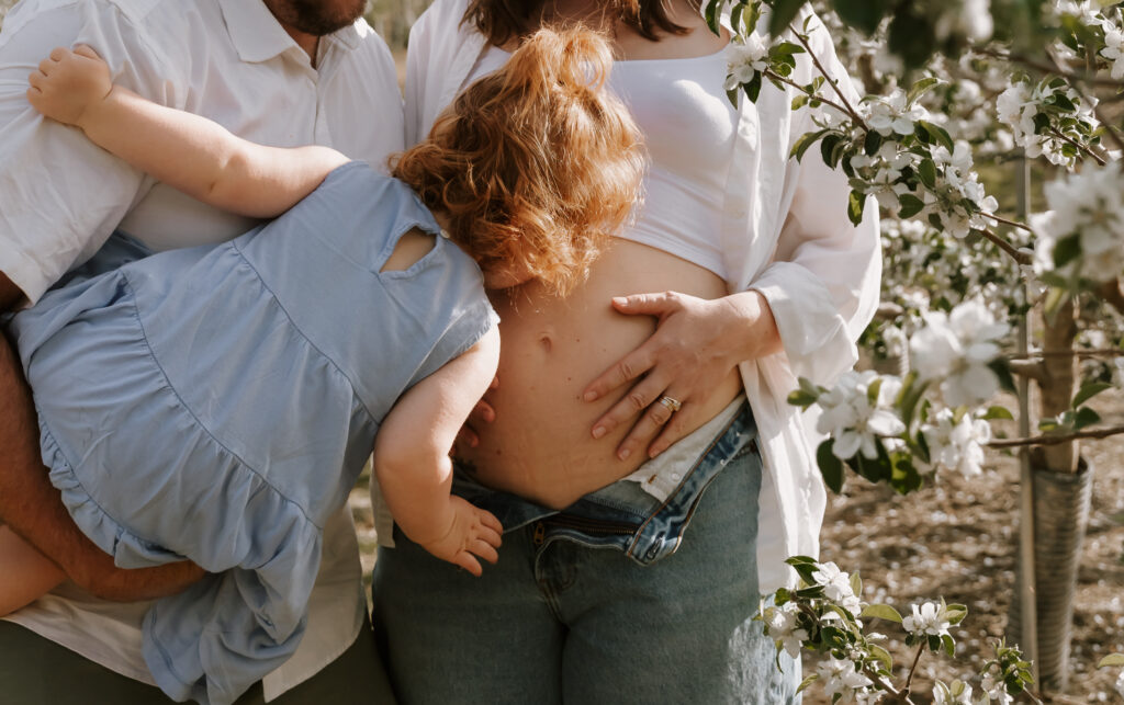 Spring Apple Trees in Vermont: Newborn and Maternity Photography by Damini Photography.