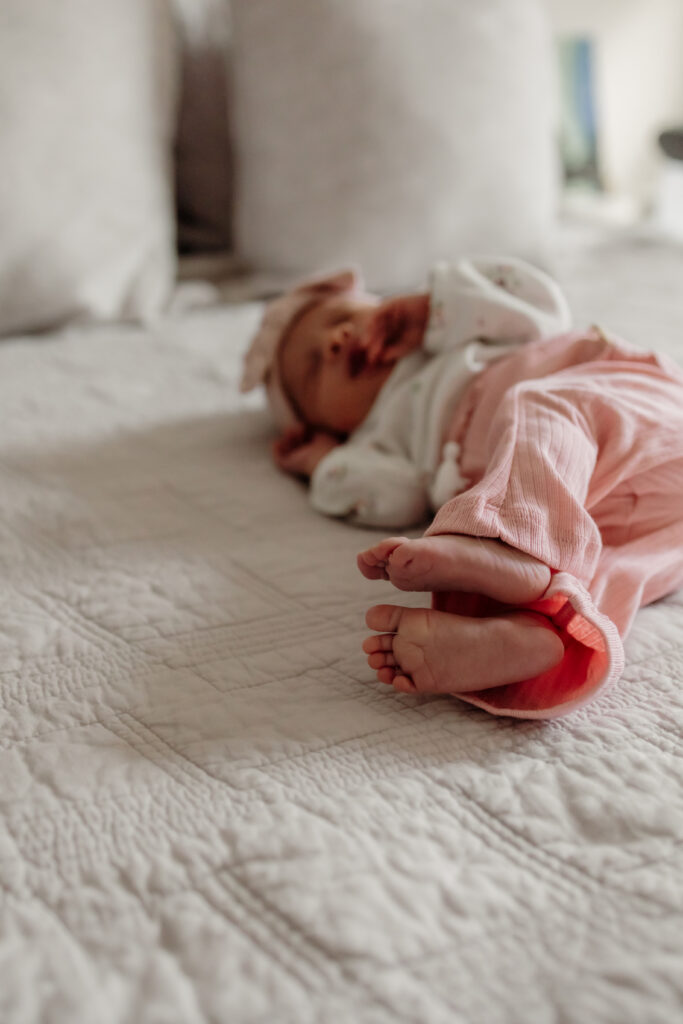 Detailed photo of a newborn during a newborn photoshoot in New England.