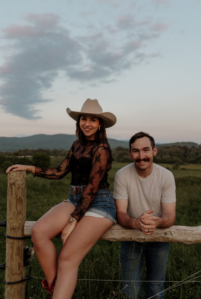 Country engagement session in Vermont field by Vermont engagement photographer