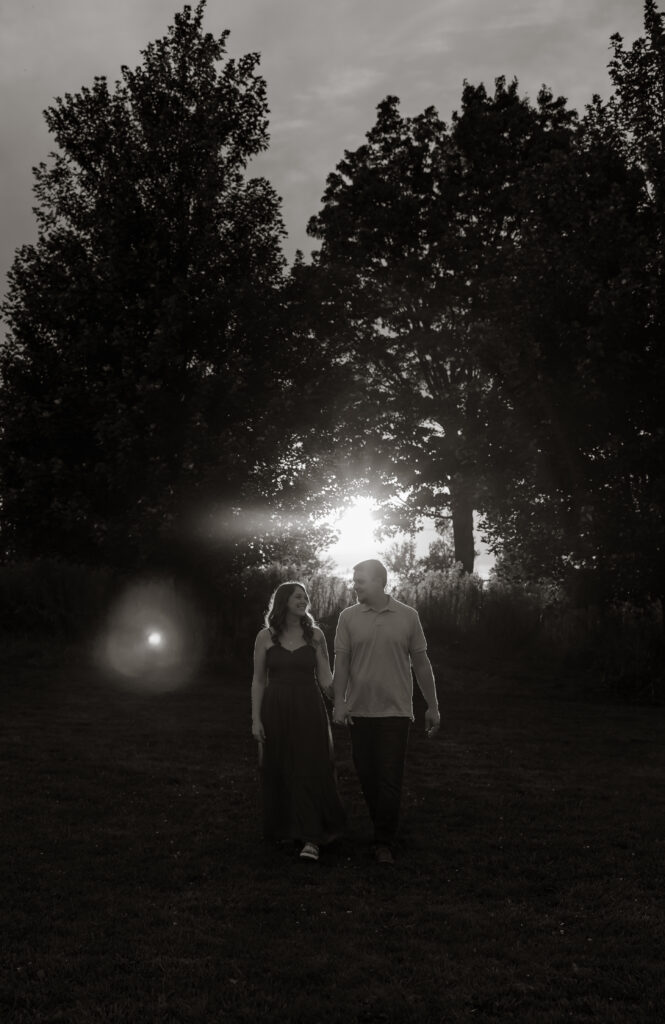 Vermont photographer captures golden light couples session in black and white