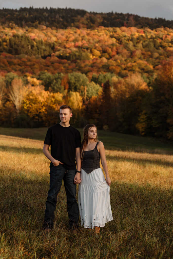 Sweeping mountain and foliage views during engagement session | Rangeley Maine wedding and engagement photographer